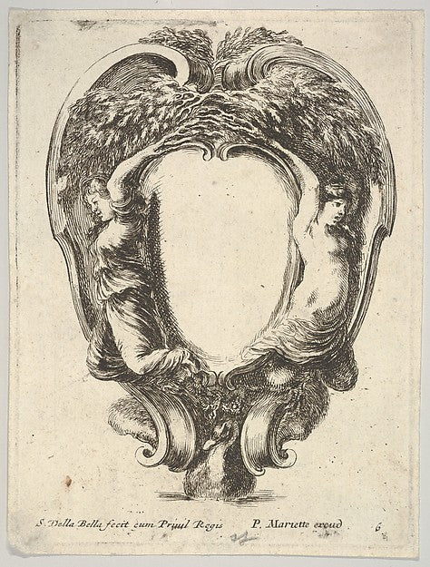 Plate 6: a cartouche supported by a duck below and decorated w,  Poster Print
