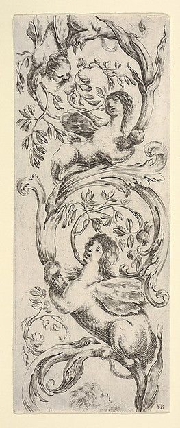 Three sphinxes climbing a vine  from 'Ornaments or Grotesques',  Poster Print