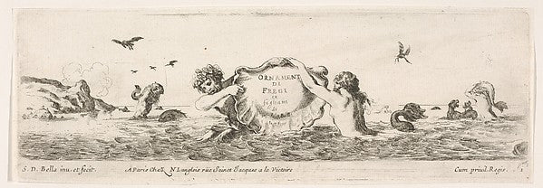 Frieze with a Triton and Mermaid holding up a Shell  Title pag,  Poster Print