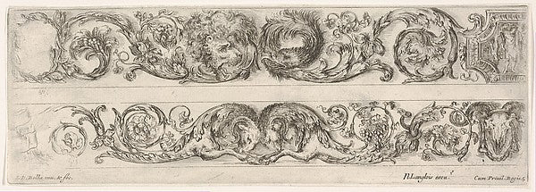 Two Frieze Designs with Acanthus Scrolls combined with a Lion ,  Poster Print