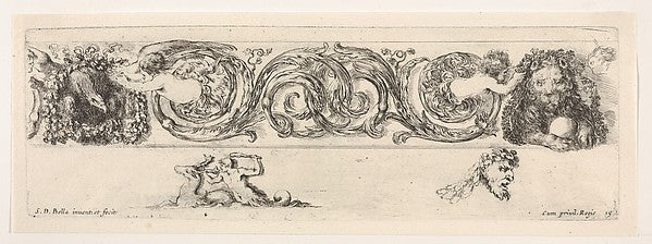 Design for a Frieze with Acanthus Scrolls and Two Small Figura,  Poster Print