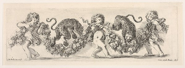 Design for a Frieze with Three Putti holding a Garland and Two,  Poster Print