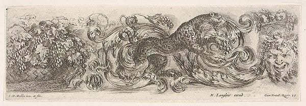 Design for a Frieze with Acanthus Scrolls and a Leopard in the,  Poster Print