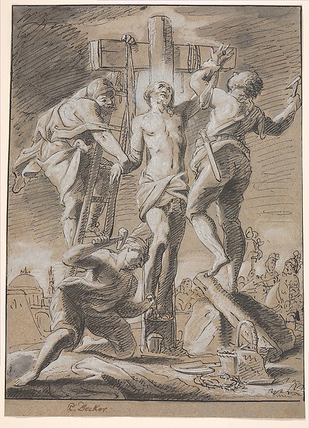 Paul Decker the Younger:Christ Nailed on the Cross early 18t-16x12"(A3) Poster