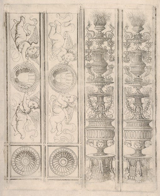 Sheet of border segments: two candelabra and two horizontal pi,16x12"(A3) Poster
