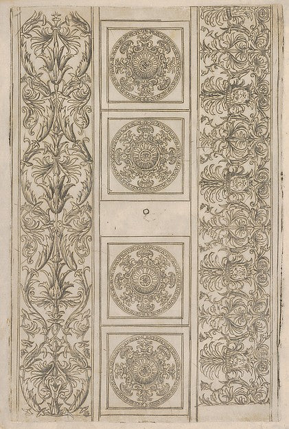Sheet of border segments -  vertical floral ornament  horizontal,  Poster Print Wall Art