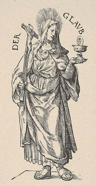 Hans Burgkmair:Faith  from The Seven Virtues in Holzschnitte-16x12"(A3) Poster
