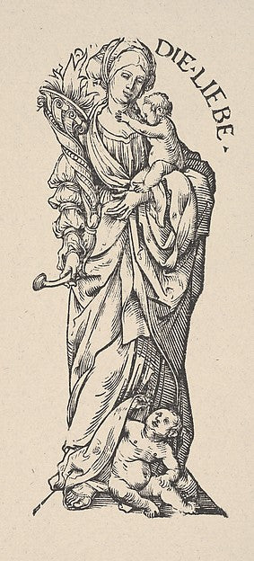Hans Burgkmair:Charity  from The Seven Virtues in Holzschnit-16x12"(A3) Poster