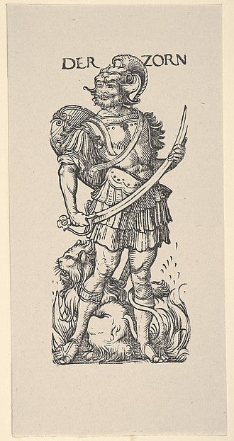 Hans Burgkmair:Wrath  from The Seven Vices in Holzschnitte a-16x12"(A3) Poster