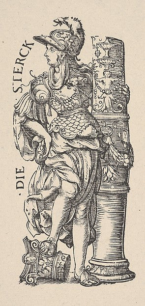Hans Burgkmair:Fortitude  from The Seven Virtues in Holzschn-16x12"(A3) Poster