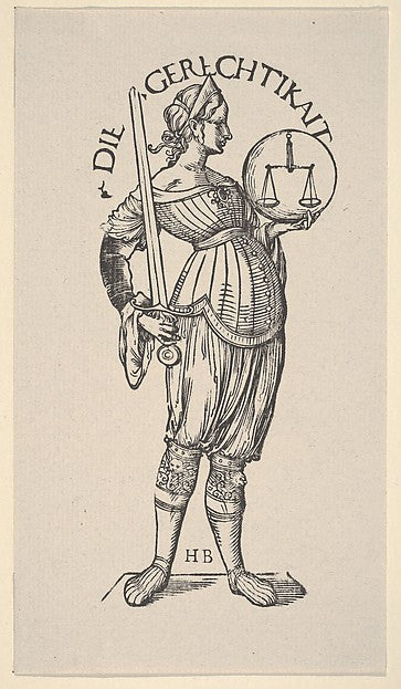 Hans Burgkmair:Justice  from The Seven Virtues in Holzschnit-16x12"(A3) Poster