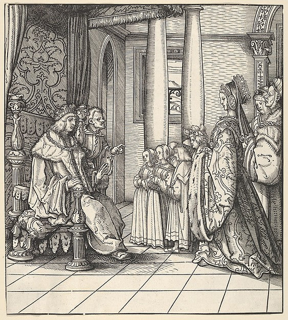 Hans Burgkmair:The White King Receiving His Daughter Margare-16x12"(A3) Poster