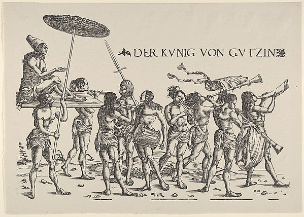 Hans Burgkmair:Right Side of King Cochin from Set of Exotic -16x12"(A3) Poster