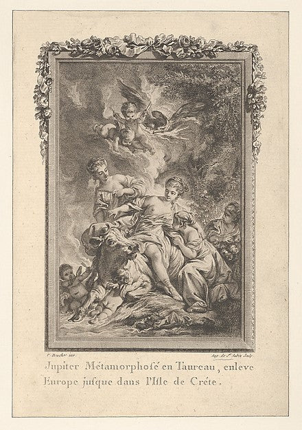 Augustin de Saint-Aubin , After François Boucher:Vignette  J-16x12"(A3) Poster