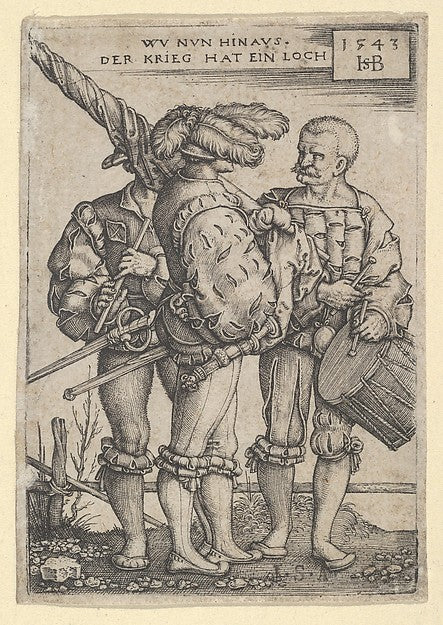 Sebald Beham , after Barthel Beham:Ensign Drummer and Piper -16x12"(A3) Poster
