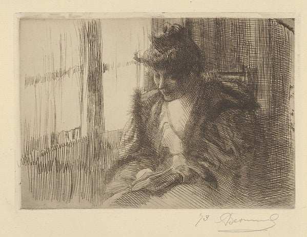 Paul-Albert Besnard - Woman Reading Before a Window 1895, Poster Print Wall Art