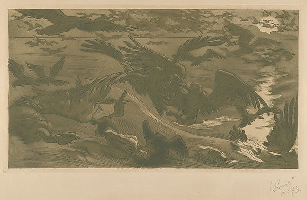 Victor Emile Prouvé - Birds of prey 1893, Poster Print Wall Art