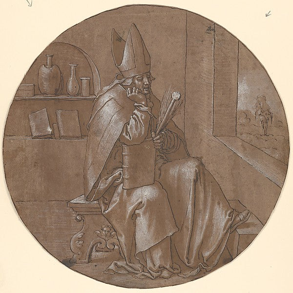 Anonymous, Netherlandish, 16th century:Saint Ambrose Seated -16x12"(A3) Poster