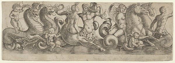 Frieze with Tritons and Nymphs c1470–1531-Girolamo Mocetto, Poster Print
