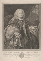 After William Hogarth:The Right Reverend Father in God Dr. Benjamin Hoadly Lord Bishop of Winchester Prelate of the Most Noble Order of the Garter Aet. 67. A.D. 1743 1743, vintage artwork, 16x12"(A3) Poster Print