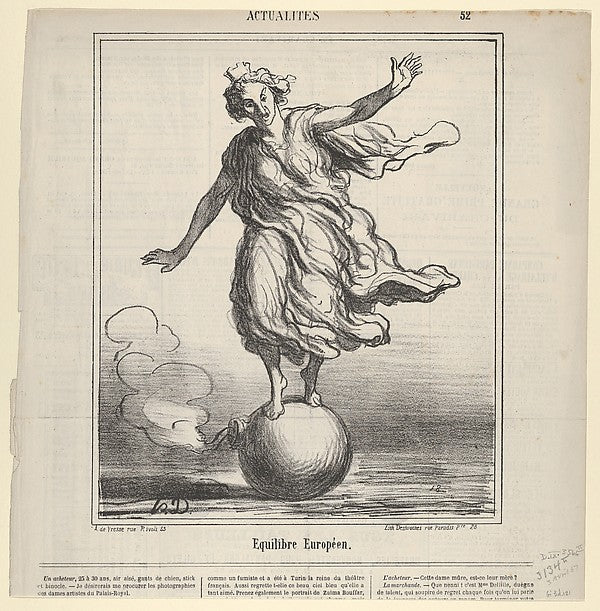 Honoré Daumier - Equilibre Europeen from Actualités published , Poster Print Wall Art