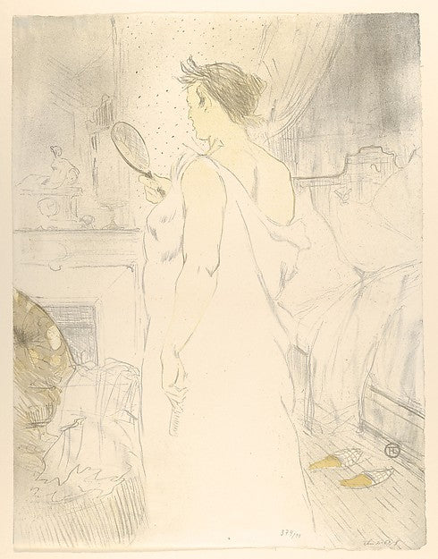 Looking in a Mirror 1896-Henri de Toulouse-Lautrec,16x12"(A3) Poster