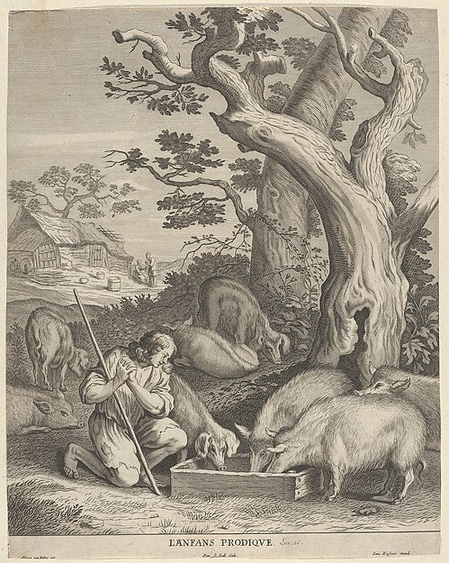 Pieter de Jode II - The Prodigal Son 17th century, Poster Print Wall Art