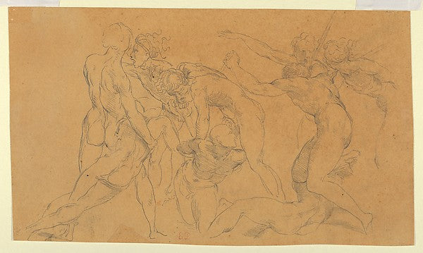 Battle Scene with a Prisoner Being Bound  after Raphael c1823,  Poster Print Wall Art