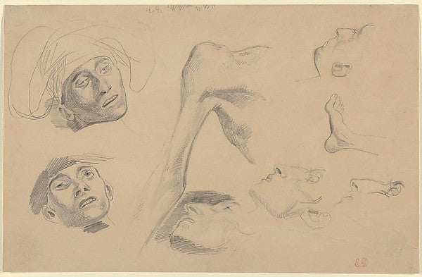 Head  Shoulder  and Foot  Studies for "Scenes from the Chios M,  Poster Print