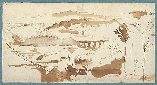 Landscape with an Aqueduct c1827-Eugène Delacroix,  Poster Print Wall Art