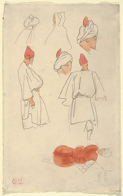 Seven Studies of Moroccan Men's Costume 1832-Eugène Delacroix,  Poster Print
