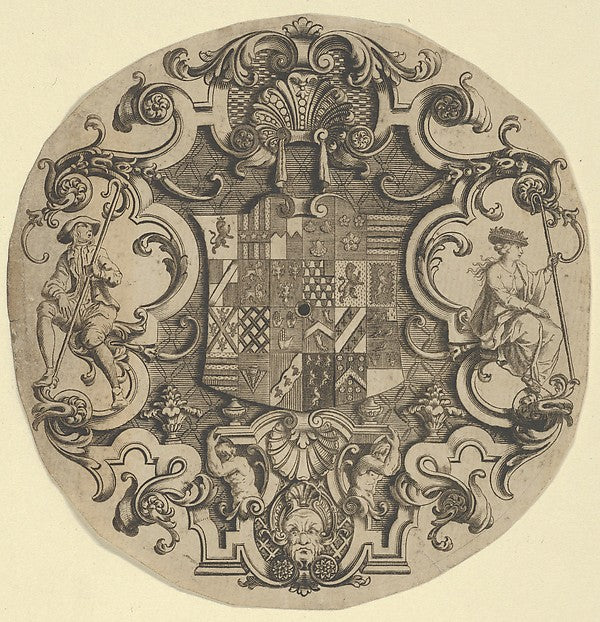 :Design for an Ornamental Crest for Silver Plate early 18th -16x12"(A3) Poster