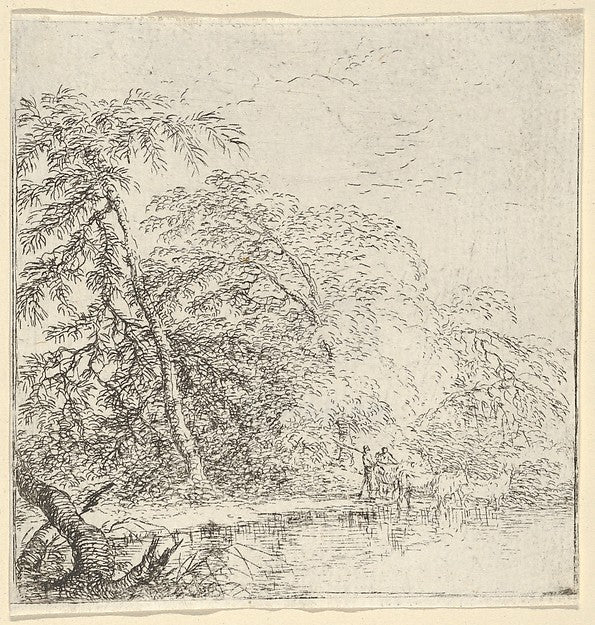 Landscape with a herdsmen c1640–1645-Salvator Rosa  1615–1673,  Poster Print Wall Art