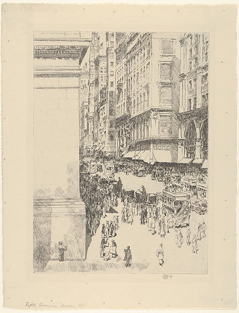Fifth Avenue  Noon 1916-Childe Hassam,  Poster Print Wall Art