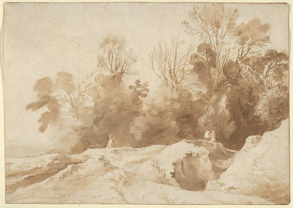Landscape with Trees and Figures 1600–1665-Herman van Swanevel,  Poster Print Wall Art