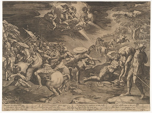 Cornelis Cort , After Giulio Clovio:The Conversion of St Pau-16x12"(A3) Poster