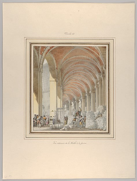 Pierre François Léonard Fontaine:La Halle aux Blés Interior -16x12"(A3) Poster