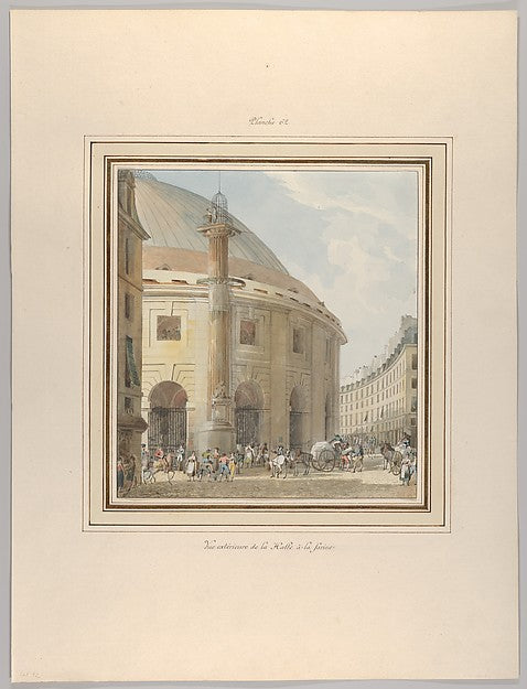 Pierre François Léonard Fontaine:La Halle aux Blés Exterior -16x12"(A3) Poster