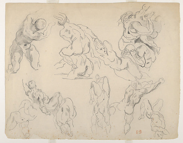 Figure Studies after Ruben's "Fall of the Rebel Angels" c1820–,  Poster Print Wall Art