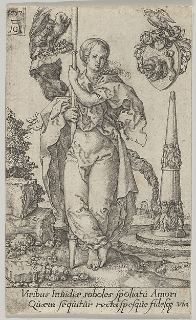 Charity  from The Virtues 1552-Heinrich Aldegrever,  Poster Print Wall Art