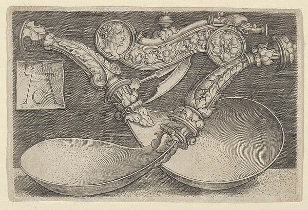 Design for Two Spoons and a Dog Whistle 1539-Heinrich Aldegrev,16x12"(A3) Poster
