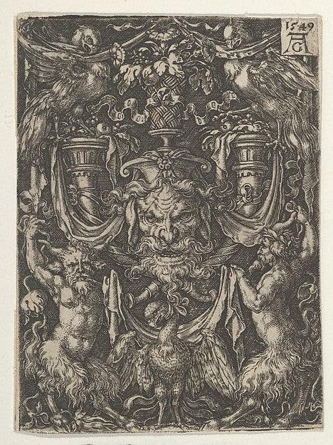 Heinrich Aldegrever:Ornamental Design with a Mask and an Eag-16x12"(A3) Poster