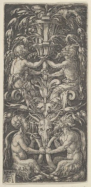 Heinrich Aldegrever:Panel with Candelabrum Containing Two Co-16x12"(A3) Poster
