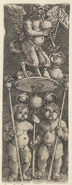 Heinrich Aldegrever:Vertical Panel with Two Children Support-16x12"(A3) Poster