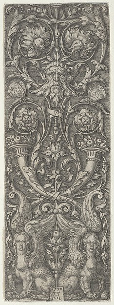 Heinrich Aldegrever:Vertical Panel with Candelabrum Grotesqu-16x12"(A3) Poster