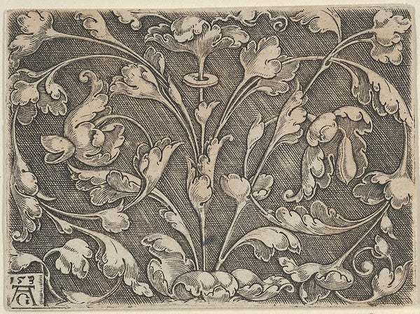 Heinrich Aldegrever:Horizontal Panel with Scrolling Tendrils-16x12"(A3) Poster