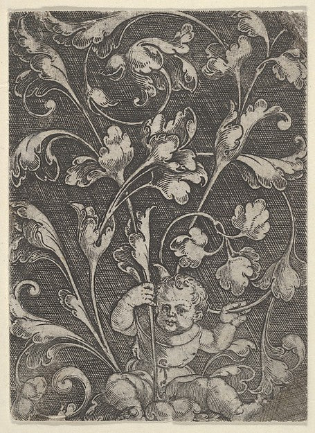 Heinrich Aldegrever:Vertical Panel with Tendrils Supported b-16x12"(A3) Poster