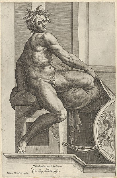 Cherubino Alberti , After Michelangelo Buonarroti:A naked ma-16x12