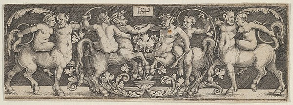 Sebald Beham:Frieze with Centaurs Fighting at Center with Hu-16x12"(A3) Poster