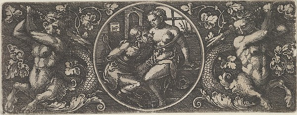 Sebald Beham:Cimon and Pero Flanked by Two Tritons 1518–30-16x12"(A3) Poster